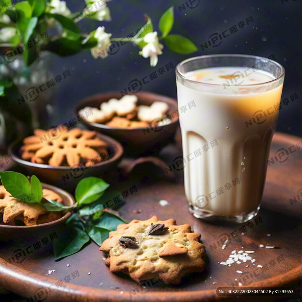 牛乳茶 桌子上有很多栀子花