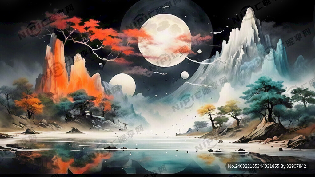 泼墨山水 中国画色调