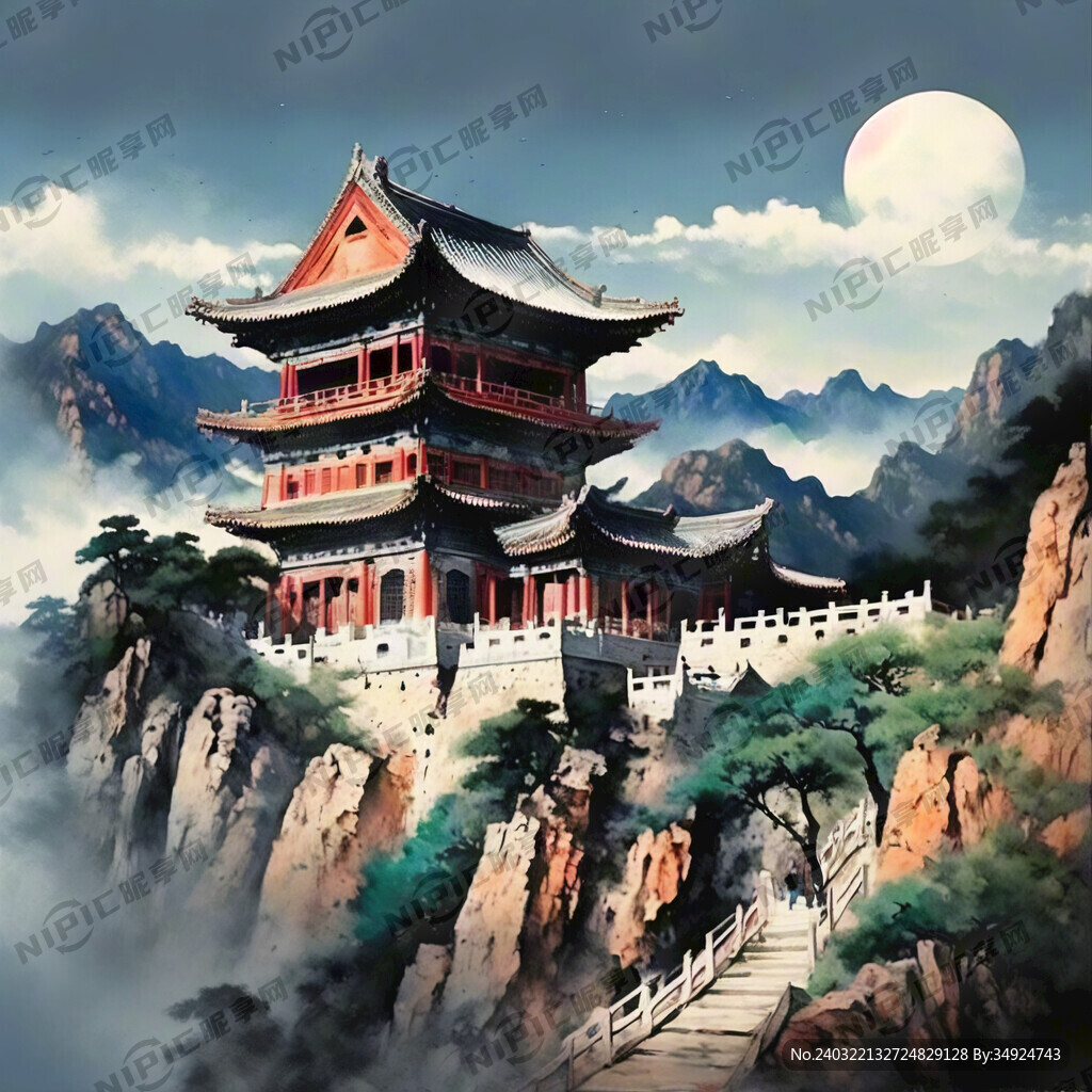 画一幅北岳恒山悬空寺