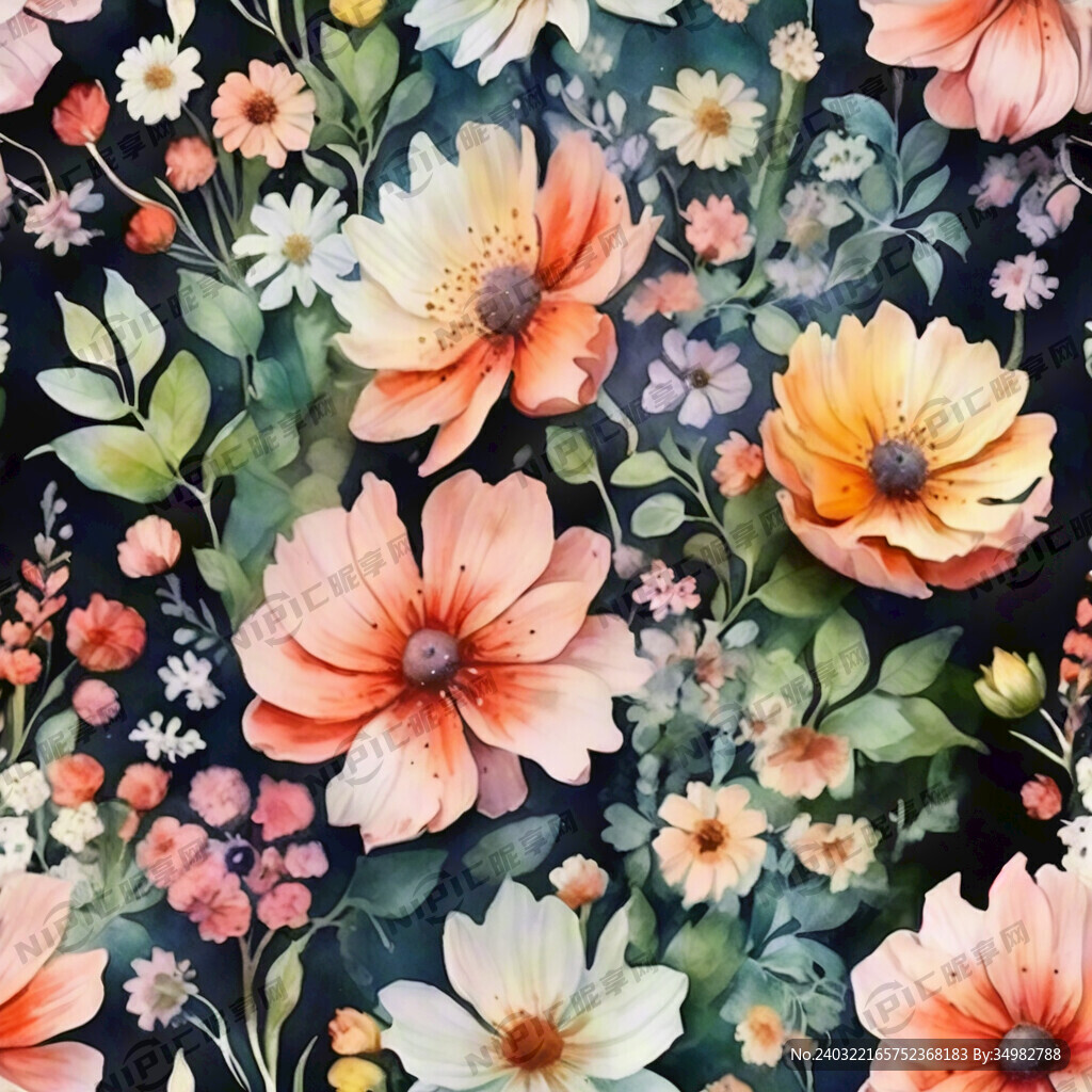 花墙 水彩 清新