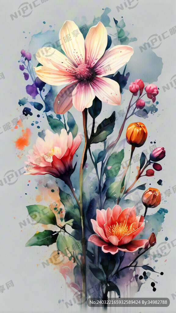 花 水彩 清新