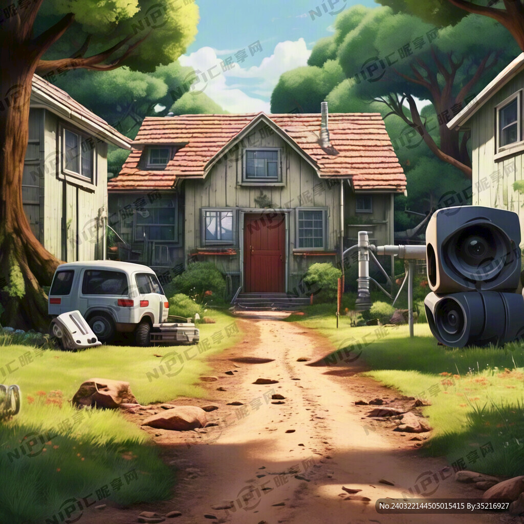 卡通森林 有房子