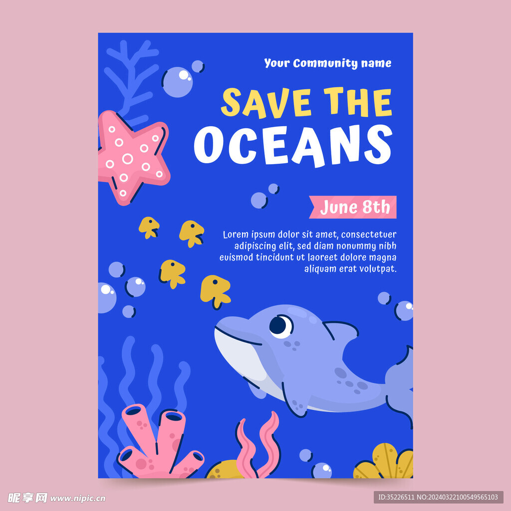 世界海洋日手绘海报