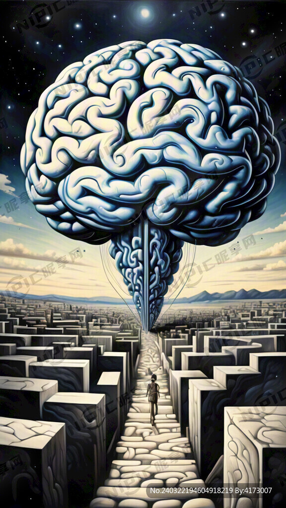 大脑很多线条 通向头顶的星空