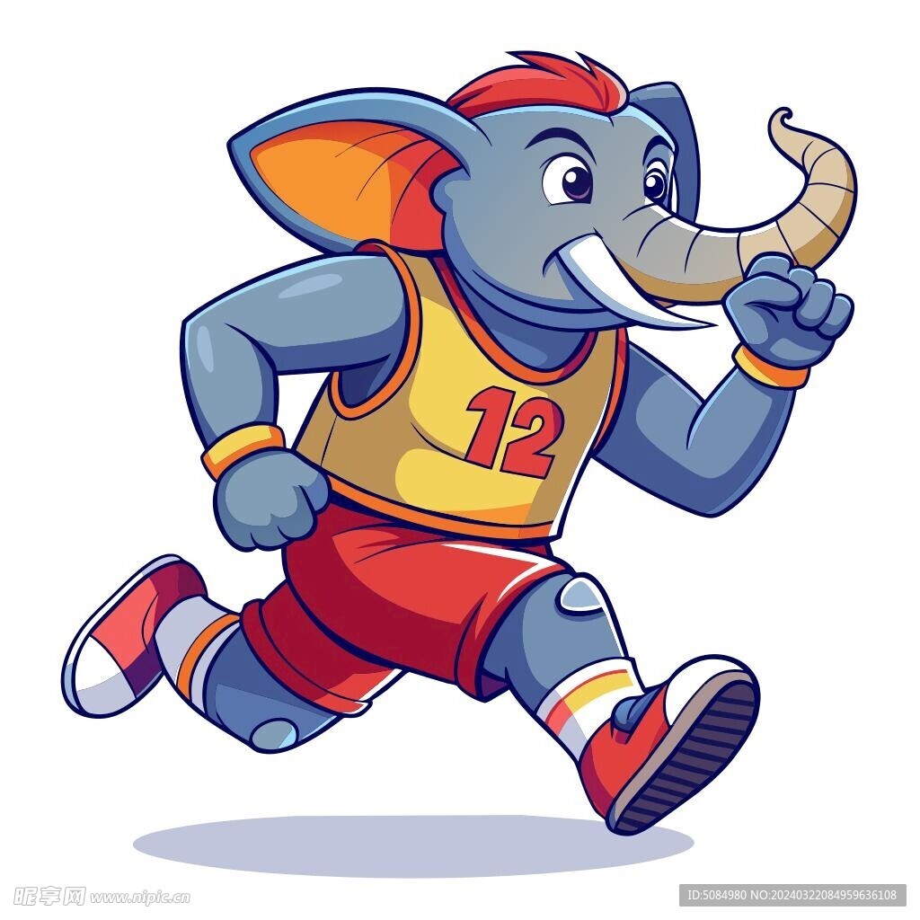 穿着运动服跑步的大象