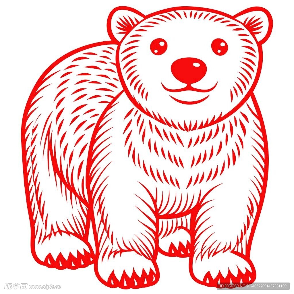 剪纸风格的北极熊