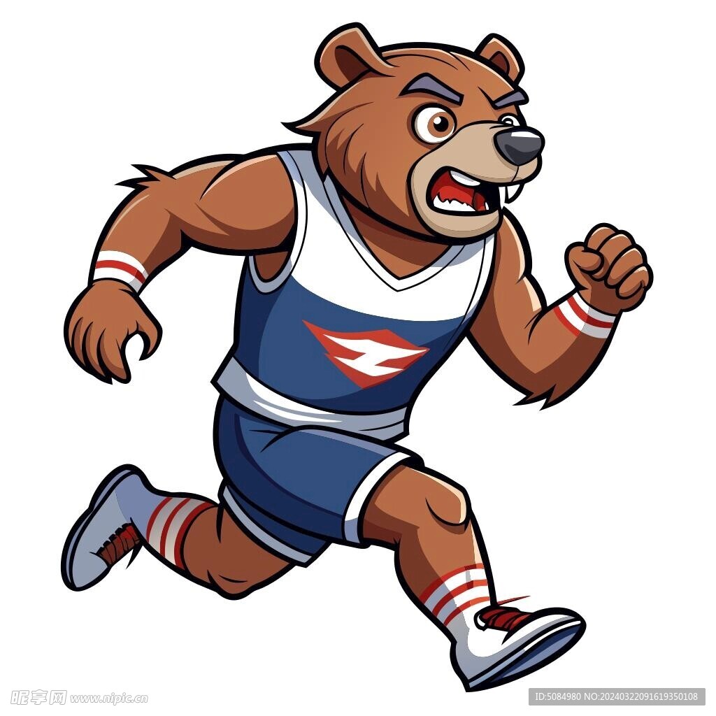穿着运动服跑步的灰熊