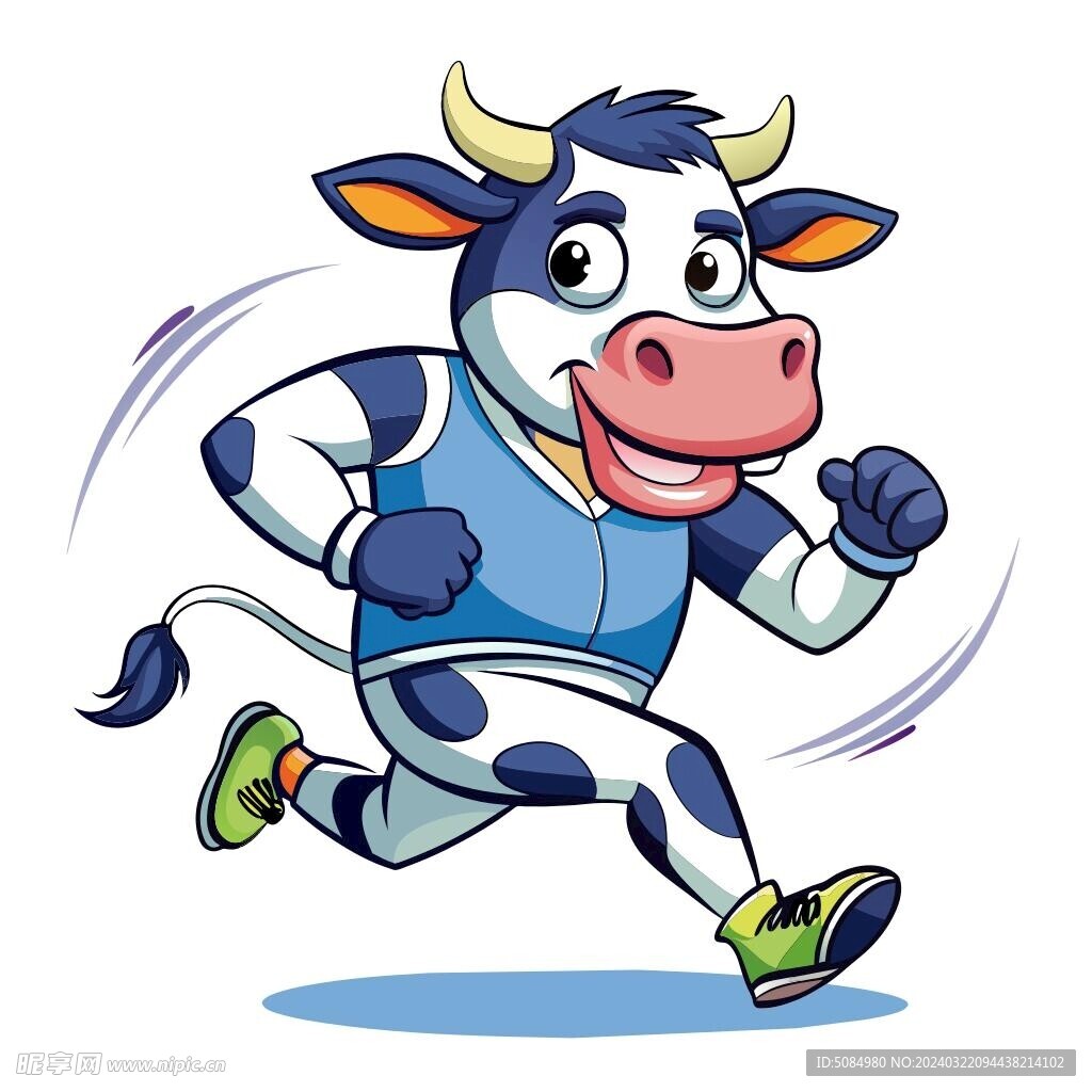穿着运动服跑步的奶牛