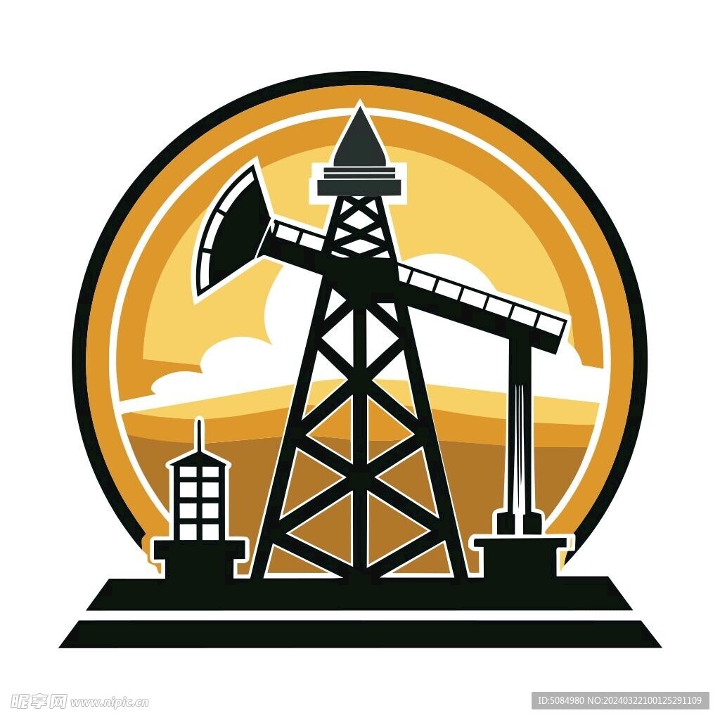细节丰富的油井架 Logo 设