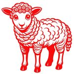 剪纸风格的绵羊