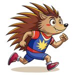 穿着运动服跑步的刺猬鼠