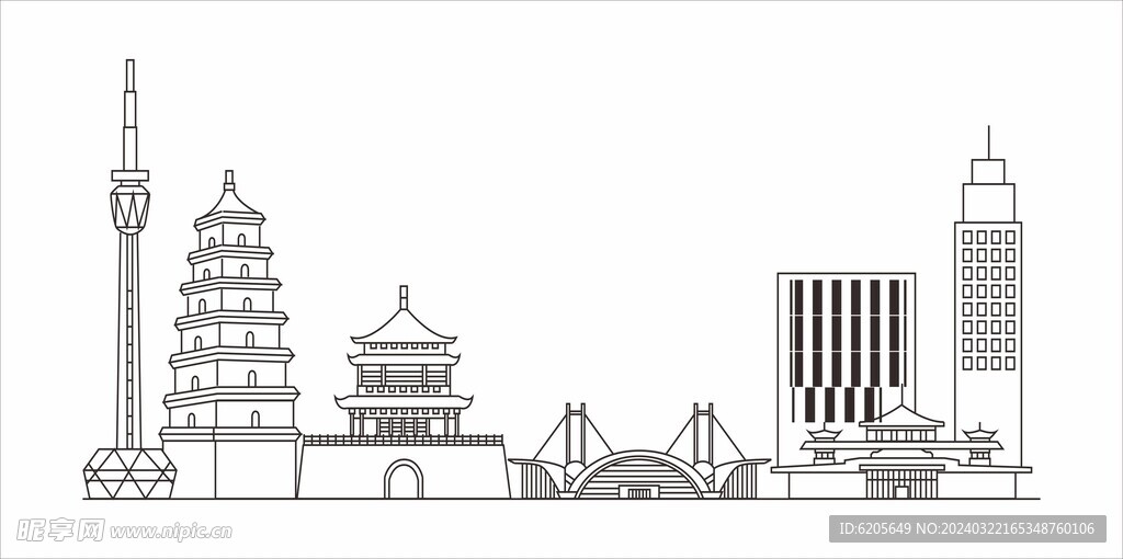 庙宇寺庙建筑楼房剪影