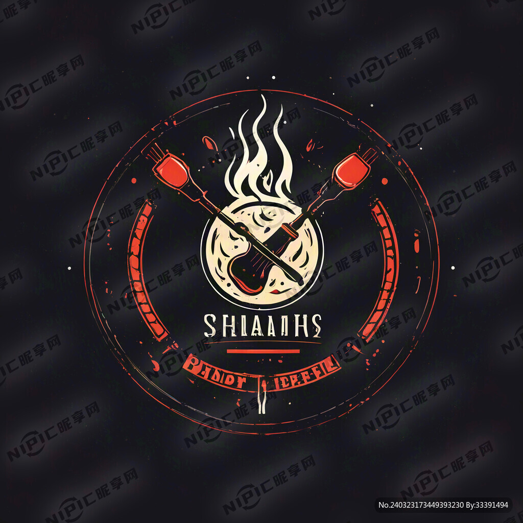 烧烤店图标 圆形 图案带烧烤