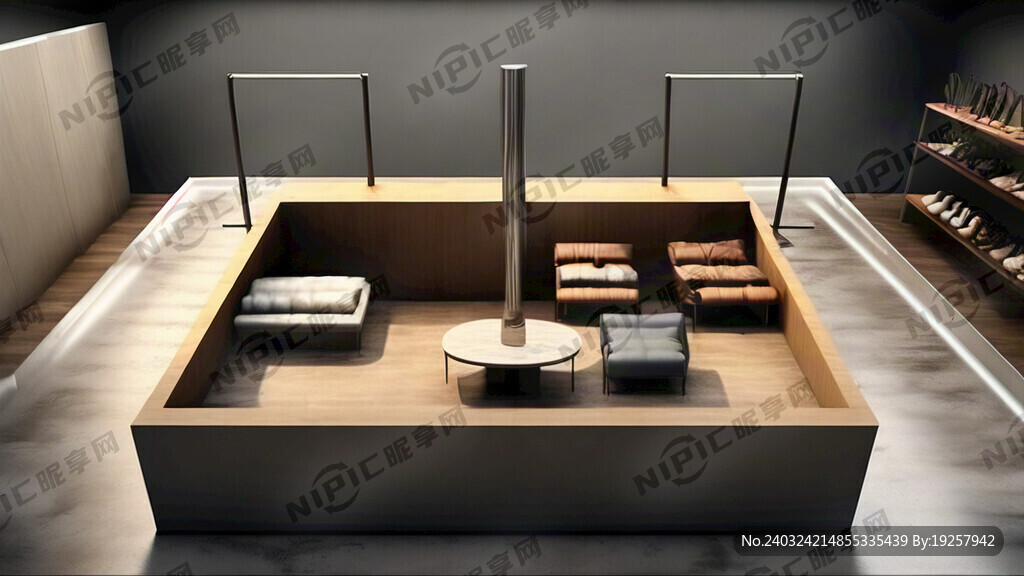 3D效果图 外展钢管架 卖服装
