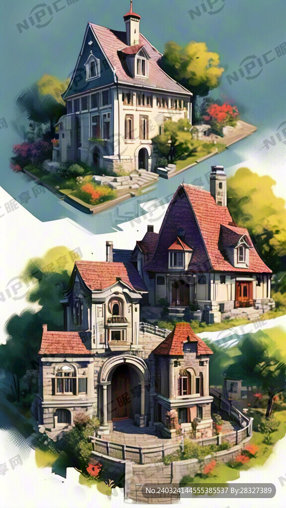 俯视角度欧式建筑