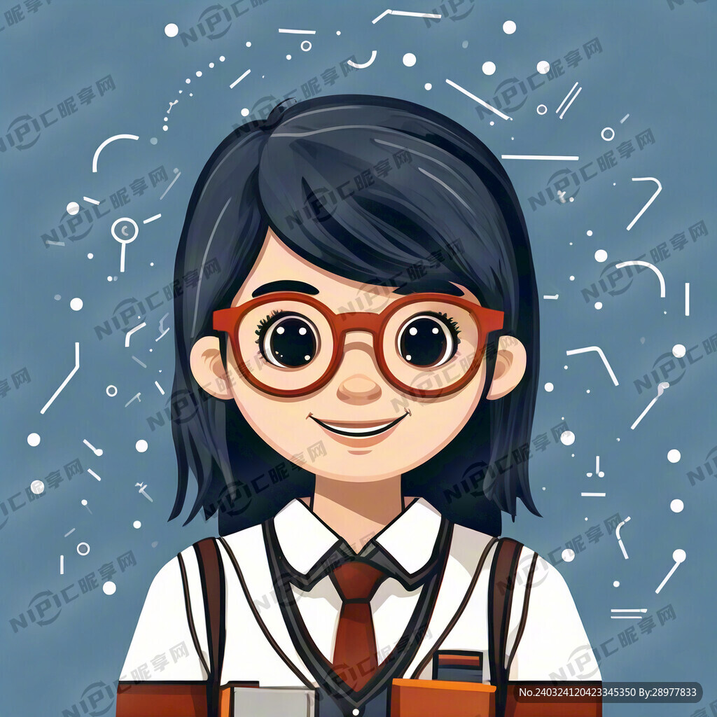 简洁线条图案 学生卡通矢量图