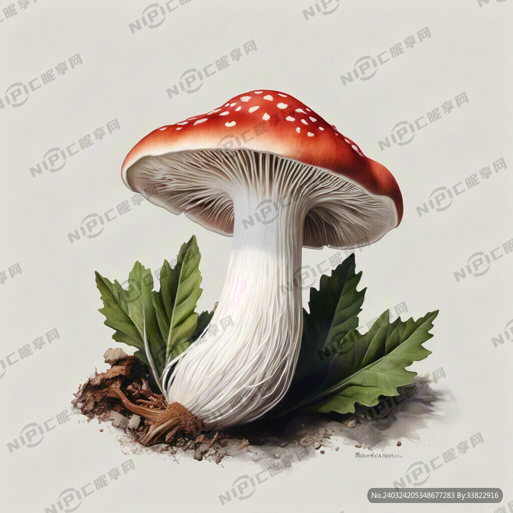 白色鹿茸菇高清线稿