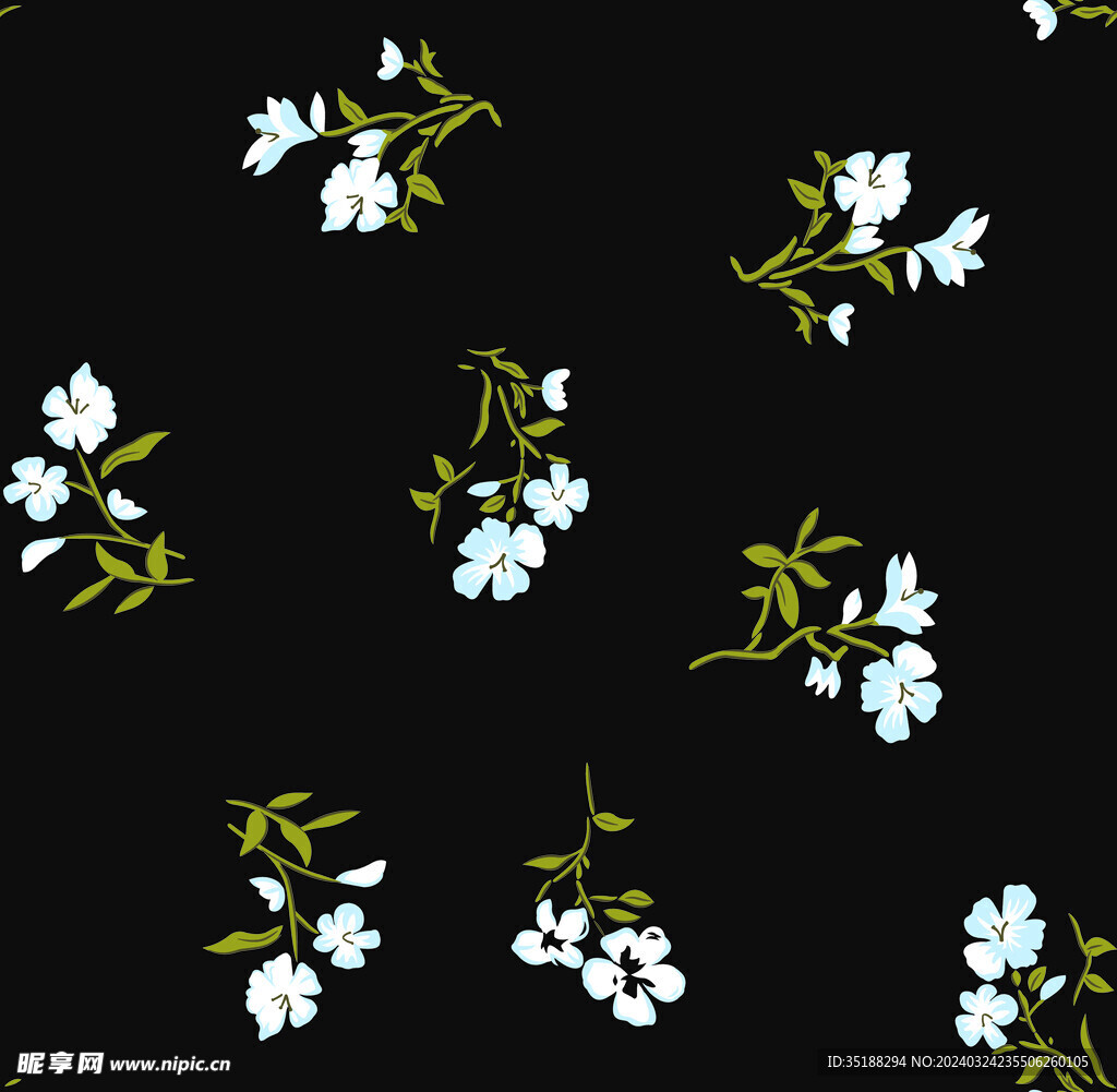 黑底 小碎花 数码印花