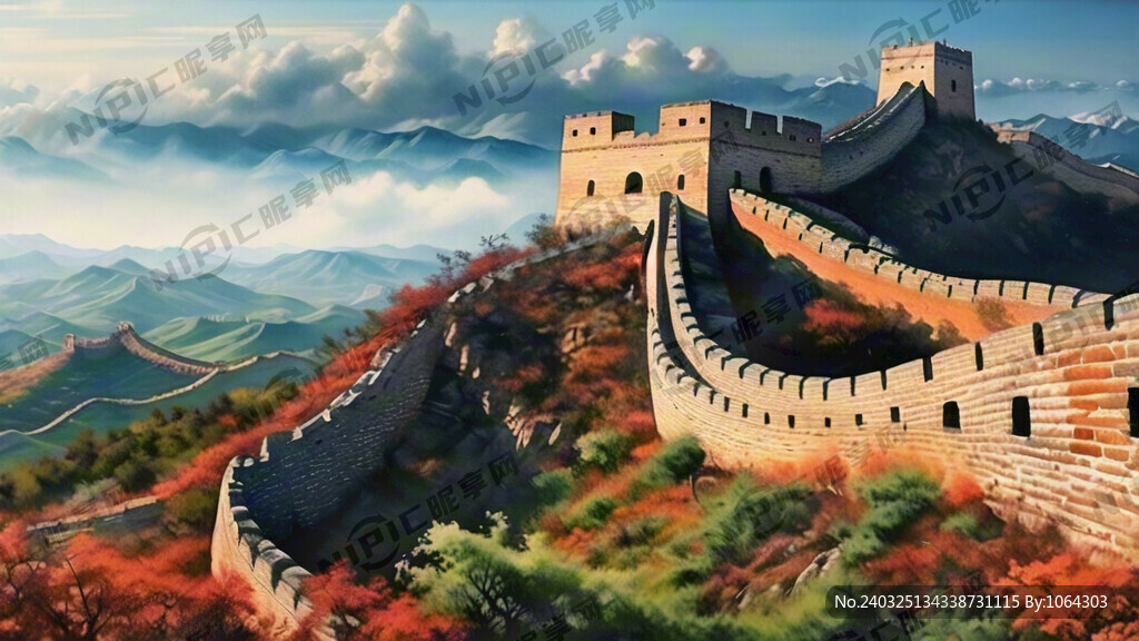 山清水秀万里长城图