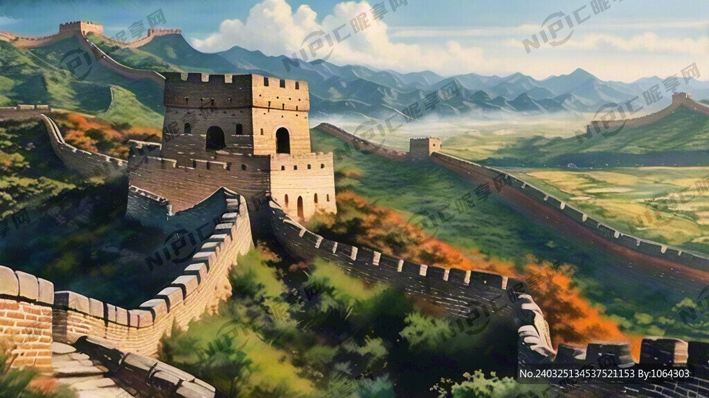 山清水秀万里长城图