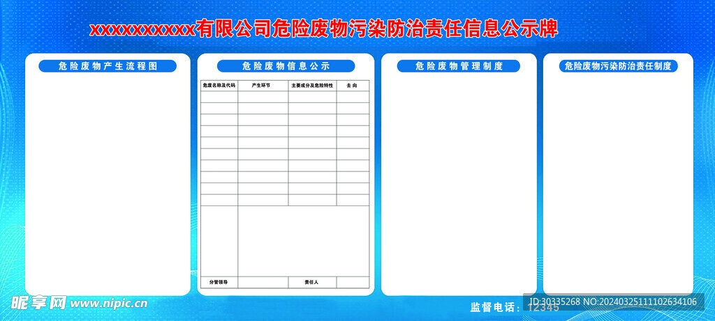 危险废物污染防治责任信息公示牌
