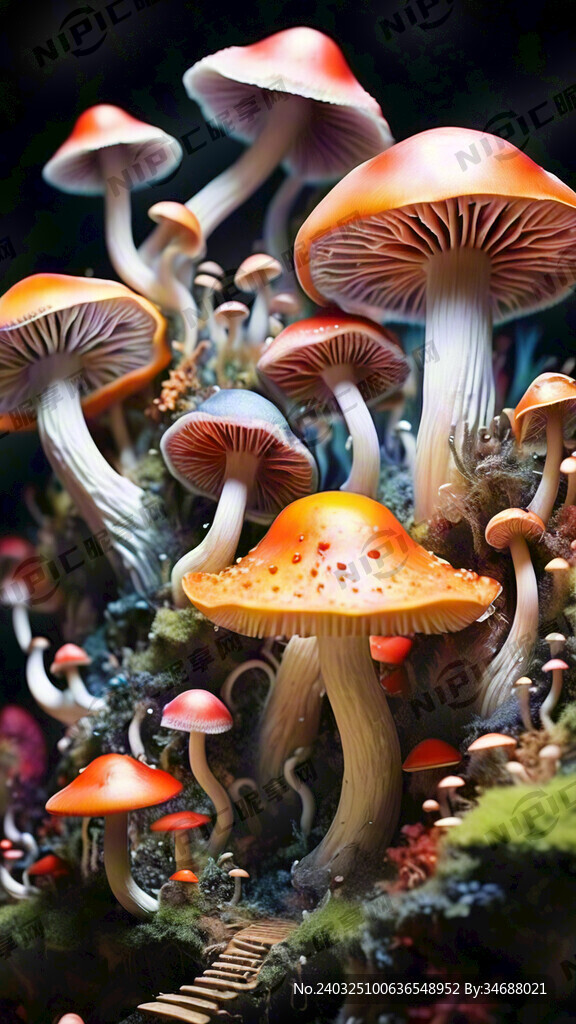 绚烂多彩的蘑菇群