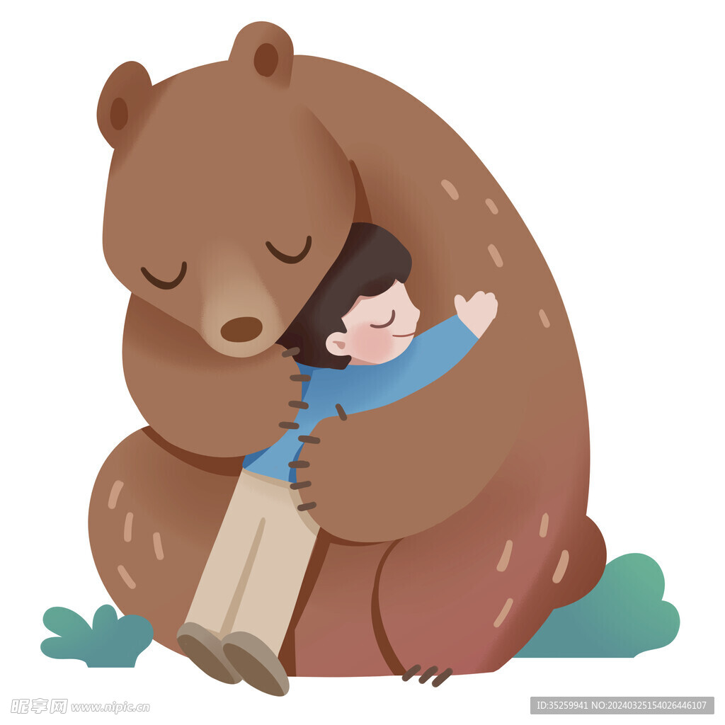 拥抱的人与棕熊