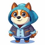 3d风格的可爱的穿衣服狗