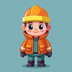 3d风格的可爱的穿衣服建筑工人