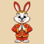 兔年素材 穿唐装的拜年兔