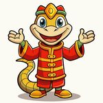 蛇年素材 穿唐装的拜年蛇