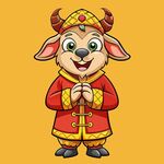 羊年素材 穿唐装的拜年状态的羊