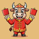 牛年素材 穿唐装的拜年牛