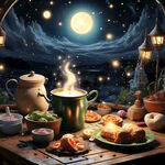 厨房 美食 魔法 大场景 星星 月光 精灵仙子