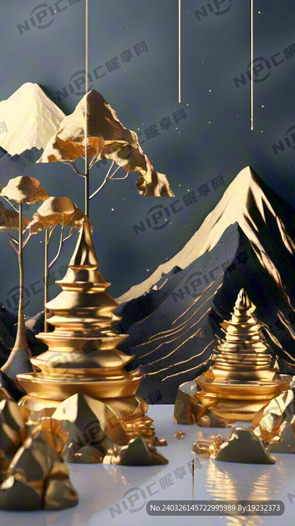 金色  水 山  电商  简约
