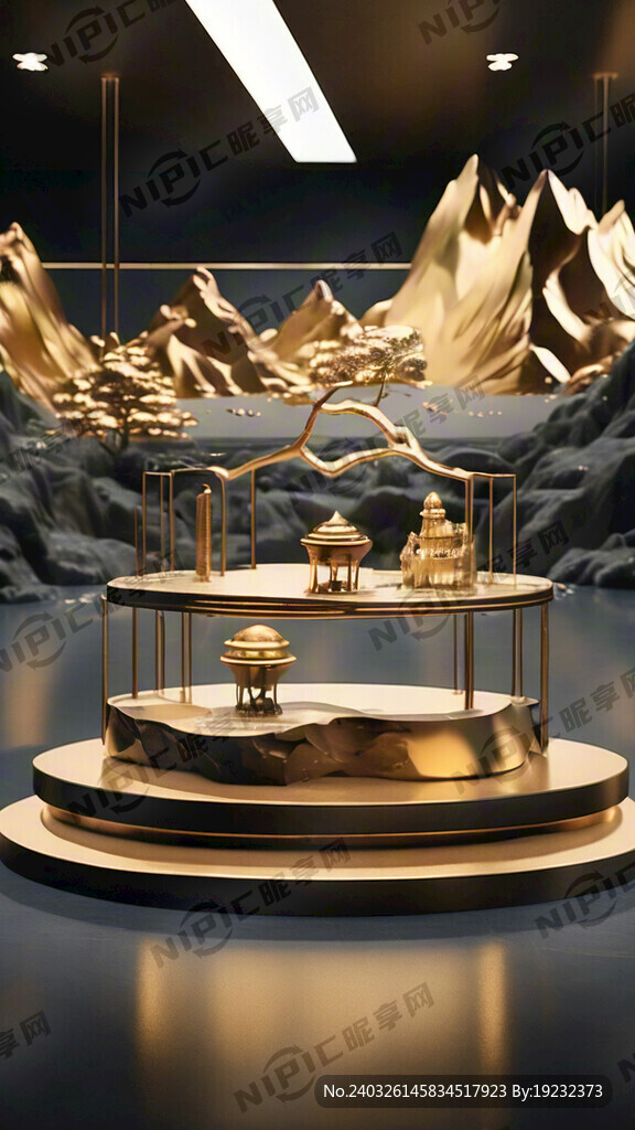 金色  水 山  电商  简约