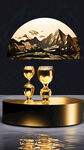 金色  水 山  电商  简约   金沙  高级   产品展示台   模糊  酒
