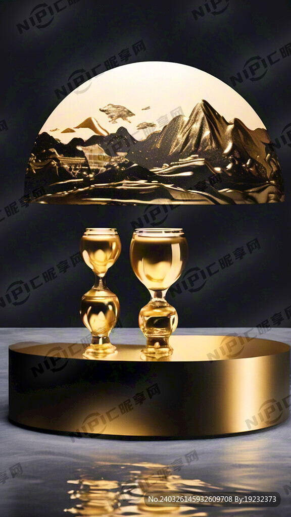 金色 水 山 电商 简约 金沙