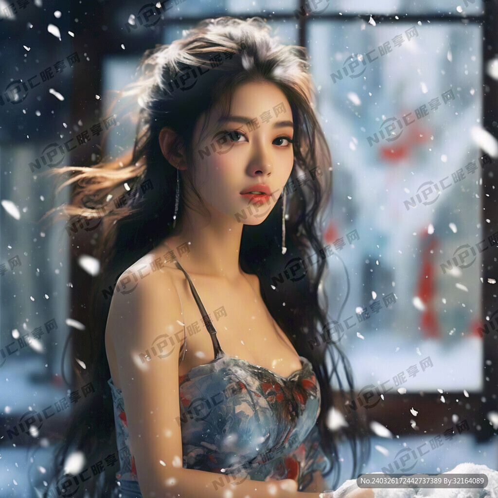 雪花  美女  吊带  长发