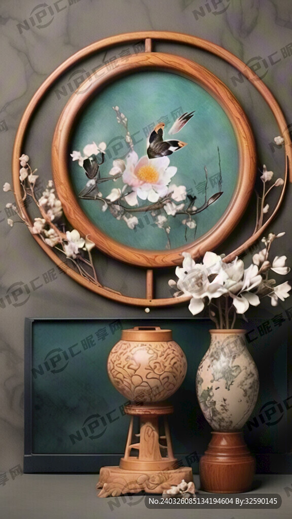 中国元素书画 画框圆角小木框