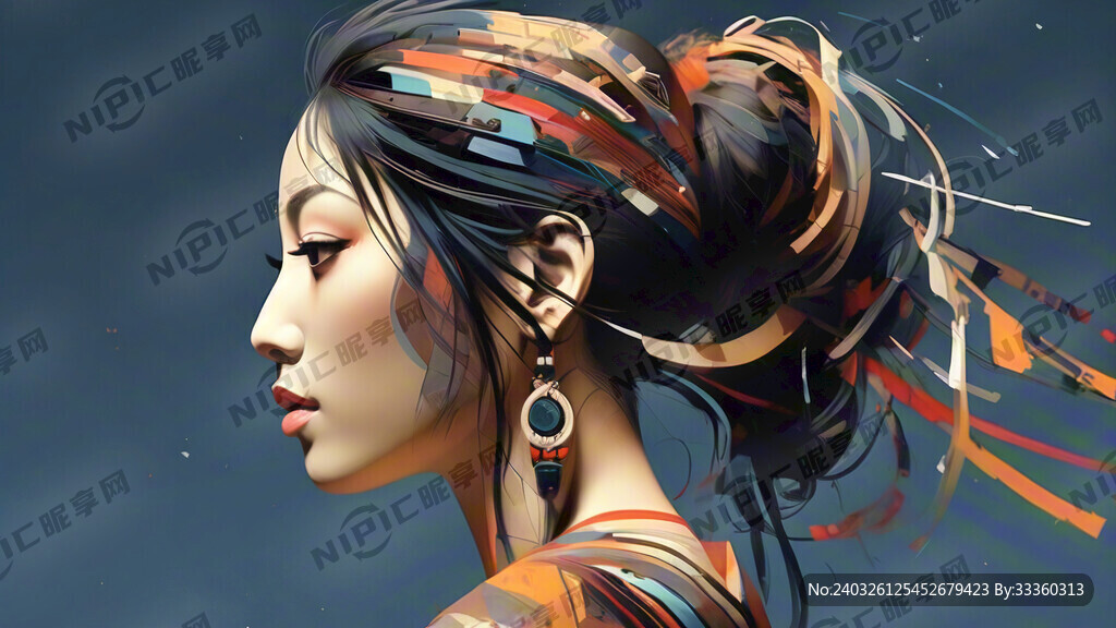 一个抽象的由线条勾勒的矢量藏族