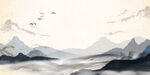 山水水墨国画中国风展板背景