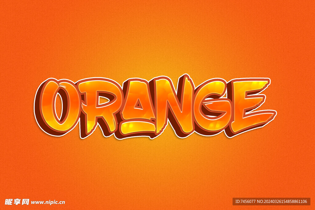 橙色立体艺术字样机模版
