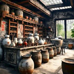 酒厂，酿酒，发酵池，墙壁写老祖烧坊