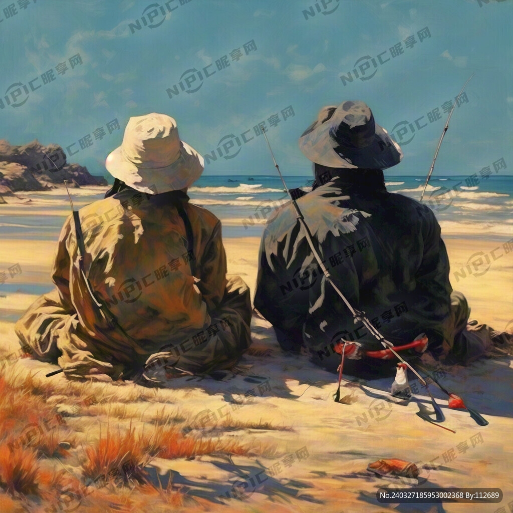 两个钓鱼人躺着 背影 大海
