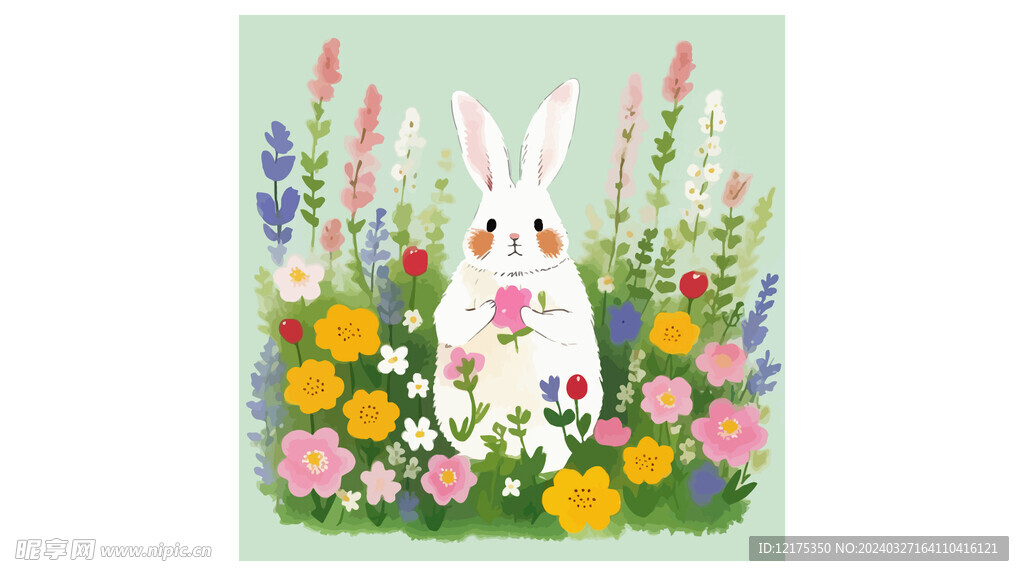 一只可爱的兔子矢量插画