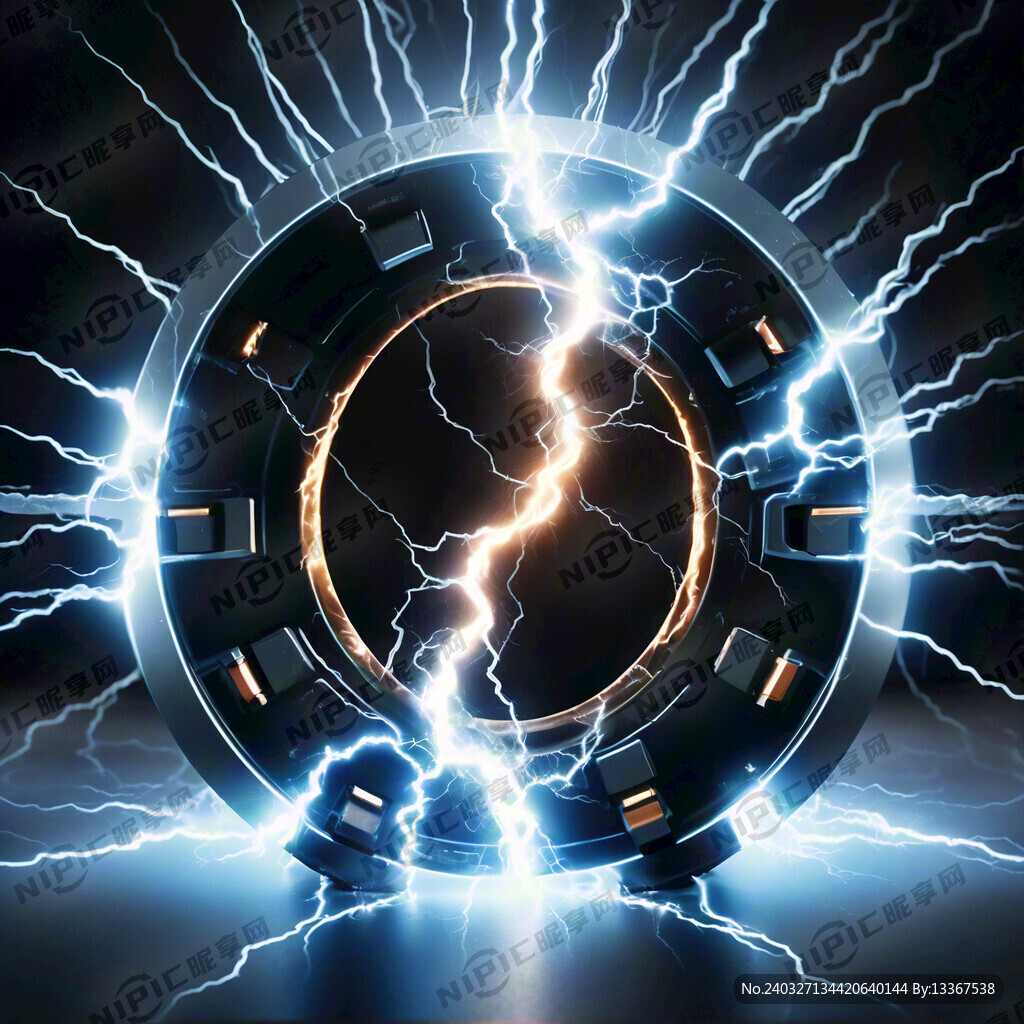 圆形锂电池 闪电 蓝色