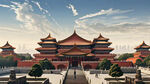 北京市的国家大剧院和白塔寺和天宁寺塔和中信大厦所有建筑站成一排
