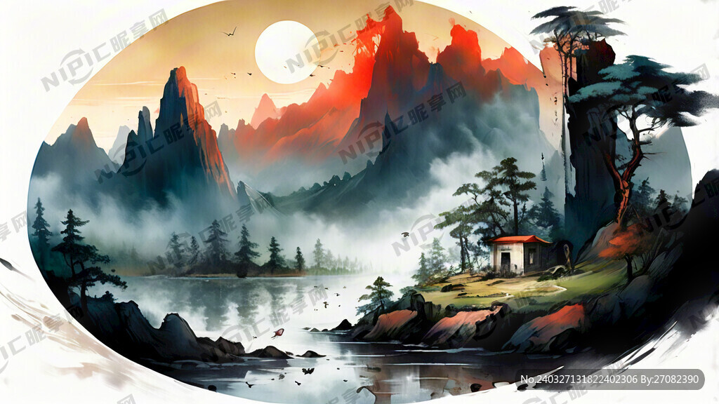 山水 线条 水墨