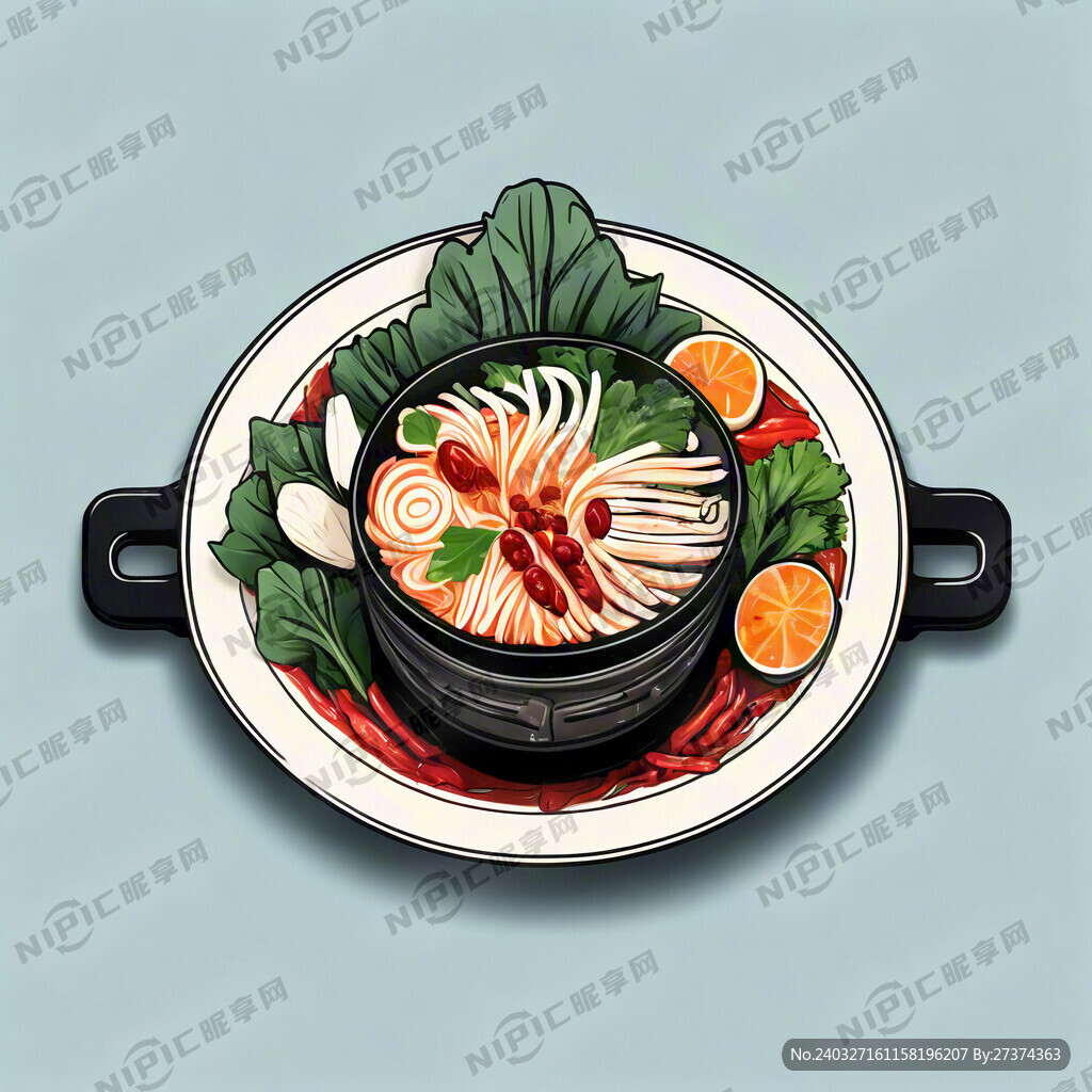 白贝美贝带子火锅简笔画点餐图标